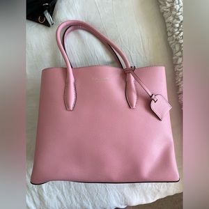 Lightly used Kate Spade pink leather tote bag with cotton pattern